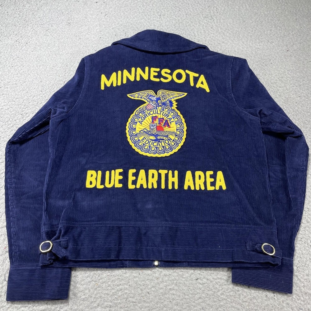 FFA Jacket Womens 36 Blue Corduroy Full Zip Minnesota Blue Earth Area Chain
